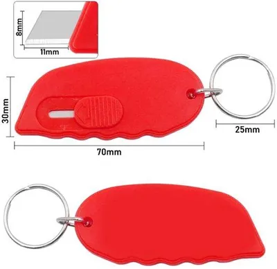 Produktbild von Mini-Snijder mit Schneideblatt - Lichtgewicht - Sicherheitsmesser - Schlüsselanhängerhalter - Einlegbares Messerblatt - Kompakter Boxöffner