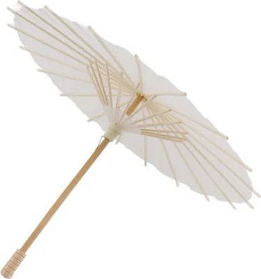 Zdjęcie produktu dla Parasol papierowy dla dzieci Bambus i papier w stylu chińskim Eleganckie białe papierowe parasole DIY do dekoracji 28 cm / 11 cali
