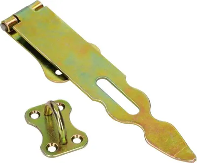 Obrázok produktu pre KOTARBAU® hasp 200 mm bezpečnostný hasp pozinkované zariadenie visiaci zámok zámok oceľ žltá dvere kovanie brána kovanie hasp záves