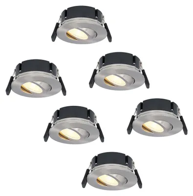 Produktbild von hoftronic LED Einbaustrahler 8W 570lm 2700K IP65 schwenkbar Edelstahl 6er Set