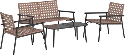 Immagine prodotto di vidaXL Set da pranzo da giardino 4 pezzi in polirattan marrone
