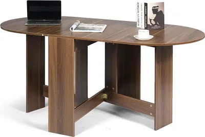 Produktbild von Klapptisch, ausziehbarer Esszimmertisch, Beistelltisch Kaffetisch mit Holzoptik, Funktionstisch Ovaler Esstisch für 4-7 Personen, bis 60 kg belastbar, 163 x 80 x 75 cm
