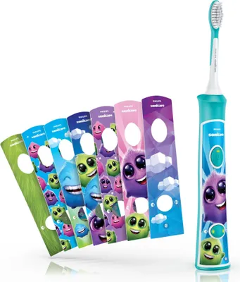 Produktbild von Philips Sonicare For Kids, elektrische Schallzahnbürste mit App, für Kinder ab 3 Jahren, mit SmarTimer und QuadPacer für eine gründliche Reinigung, Türkis, Modell HX6322/04