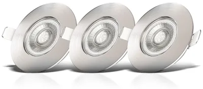 Image de Spots 5W LED encastrables spécials sdb ultra-plats nickel mat IP44 Set de 3