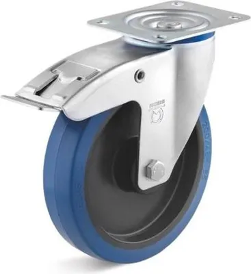 Immagine prodotto di Ruota girevole Torwegge con freno in gomma blu ø100 plastica