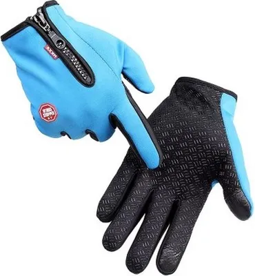 Produktbild von Thermo-Touchscreen-Handschuhe – Sporthandschuhe – winddicht – wasserdicht – Fleece – Blau – Größe L