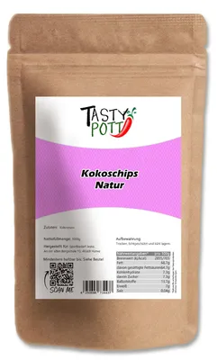 Produktbild von Tasty Pott Kokoschips natur - ab 1 kg Beutel - 1 Beutel