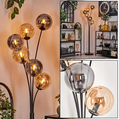 Produktbild von Fossobiubo Stehlampe aus Metall/Glas in Schwarz/Rauch-/Bernsteinfarben