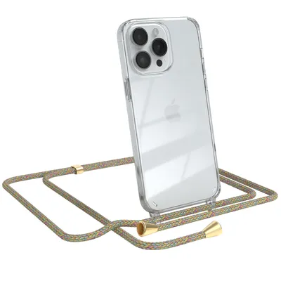 Produktbild von EAZY CASE Handykette kompatibel mit Apple iPhone 14 Pro Max, Handyhülle mit Umhängeband, Handykordel, Schutzhülle Clear, Band in Bunt