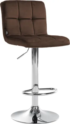 Produktbild von CLP Barhocker Peru Samtbezug höhenverstellbar drehbar mit Rückenlehne braun Gestell Farbe chrom