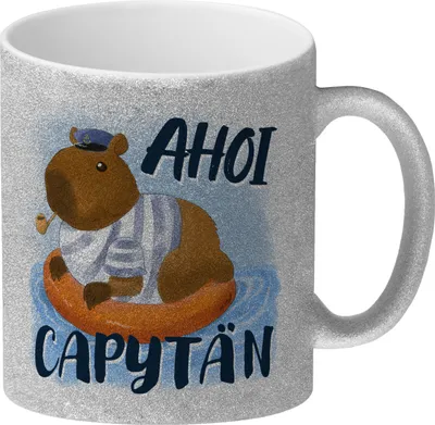 Produktbild von Ahoi Capytän Capybara Glitzer-Kaffeebecher
