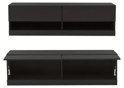 Produktbild von TV-Möbel – TV-Schrank – TV-Möbelkorpus – Mediamöbel – Unterhaltungsmöbel – Wandmontage – 140 x 35 cm – Matt Schwarz