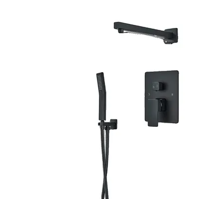 Produktbild von Badezimmer Duscharmatur, matt-schwarze Oberfläche, LED-Regenduschkopf