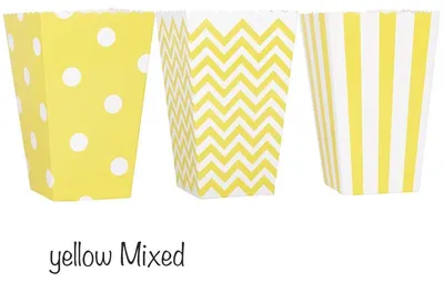 Image de Petits sacs de pop-corn - Lot de 12 - Papier kraft - Pliables - Jaune assorti - Halloween - Soirée cinéma