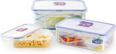 Zdjęcie produktu dla Pojemnik na żywność LOCK, zestaw 3, 2,3 l/1l/360ml, plastikowy