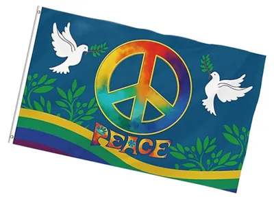 Friedensflagge aus Polyester, 90x150 cm, für Außen und Innen