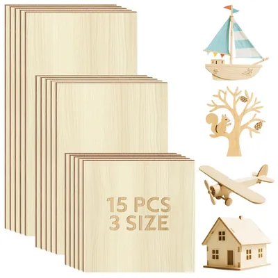 Obrázok produktu pre 15 kusov drevených dosiek na kreatívne projekty, rozmer od 100 x 100 mm do 100 x 200 mm
