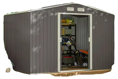 Produktbild von Werkzeugschuppen, wasserdichtes Metalldesign, geräumige Aufbewahrungslösung, GRAU
