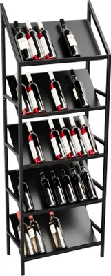 Produktbild von MetaloPro Weinregal Bordeaux – Schwarzes Metall-Flaschenregal Für 35 Weinflaschen, Robustes Design, Ideal Für Küche, Keller Oder Bar – 170x60x30cm