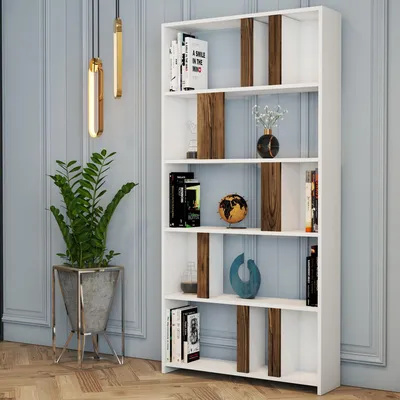 Produktbild von Tribogna - Bücherregal, 90x20x180h cm Weiß, 4 Regalböden