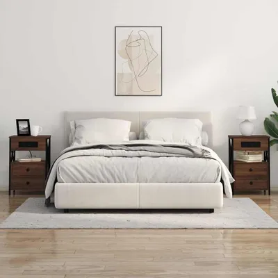 Zdjęcie produktu dla Maison Exclusive - Komoda nocna, 2 sztuki, kolor brązowy, imitacja dębu, wymiary: 40 x 31 x 60 cm