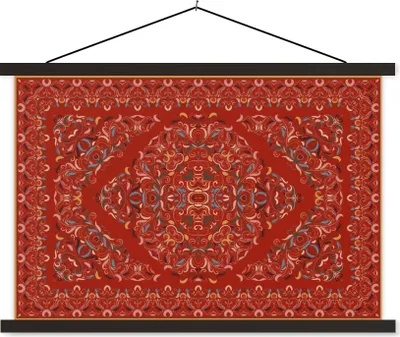 Produktbild von MuchoWow® Textilposter Persische Teppiche - Teppiche - Muster - Rot 120x80 cm mit schwarzem Rahmen - Wanddeko