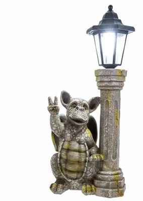 Drachenfigur mit Solar-LED-Laterne, 44 cm, handbemalt, wetterfest