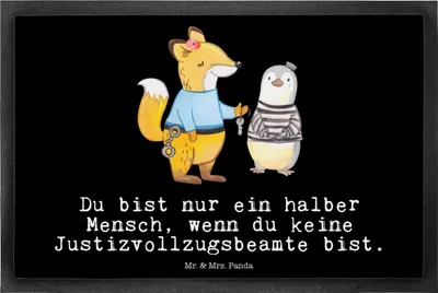 Produktbild von Mr. & Mrs. Panda Schmutzmatte Justizvollzugsbeamte Herz 40 x 60 cm - Schwarz - Geschenk, fußmatte, abstreifer, Gefängnis, Spruch, Fussmatte, Schmutzfangmatte, Lustig