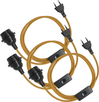 Produktbild von EAZY CASE 3x E27 Lampenfassung mit Kabel 5m, aus Kunststoff, mit Ein- und Ausschalter, Sockeladapter in Bronze