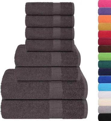 Image de vidaXL Lot de 8 serviettes FROGN Anthracite 360 g/m²