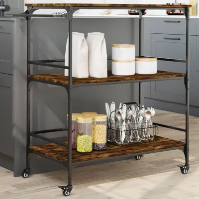 Obrázek produktu pro Kuchyňský vozík kouřový dub 100,5x50x105 cm materiál na bázi dřeva