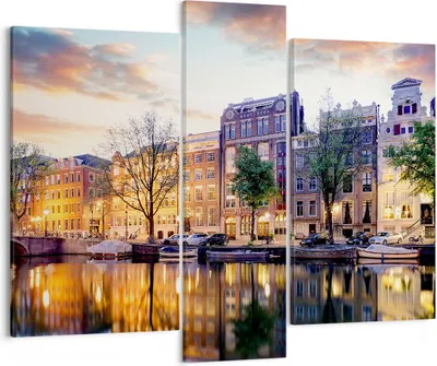 Produktbild von Bild auf Leinwand - Leinwandbild - Holland Kanal - 95x80cm - Wand Bild - Wanddeko - Wandbilder - Leinwanddruck - Bilder - Kunstdruck - Wanddekoration - Leinwand bilder - Wandkunst - CB95x80-4068