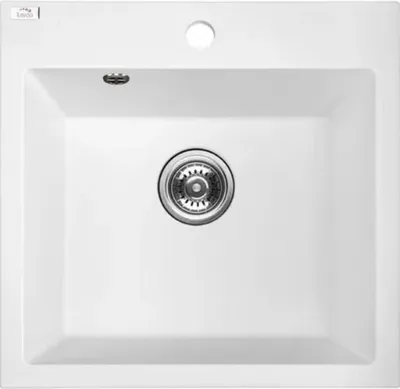 Produktbild von BADLAND Spülbecken Granitspüle Einzelbecken Alena 49x49 Weiß | Siphon im SET!