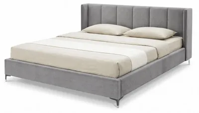 Zdjęcie produktu dla Szare łóżko dwuosobowe o wymiarach 200 x 200 cm z zagłówkiem, rama łóżka, łóżko do sypialni