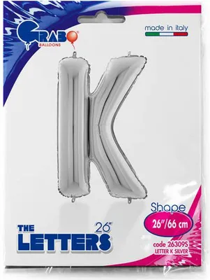 Zdjęcie produktu dla Balon foliowy Litera K, 66cm,Srebrna
