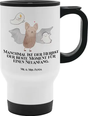 Produktbild von Mr. & Mrs. Panda Teebecher Fledermaus Gespenster - Weiß - Geschenk, Dekoration, Thermobecher, Halloween, Süßes Sonst Gibt's Saures, Deko, To-Go-Becher, thermosbecher