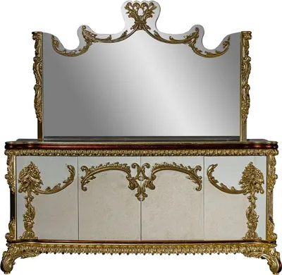 Produktbild von Casa Padrino Luxus Barock Möbel Set Sideboard mit Spiegel - Prunkvoller Massivholz Schrank mit Wandspiegel - Edle Möbel im Barockstil - Luxus Qualität