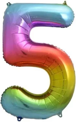 Produktbild von GODAN Folienballon Luftballon Zahl - Fünf 85 cm Regenbogenfarben (5)