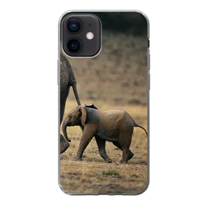 Produktbild von MuchoWow® Handyhülle Schutzhülle Hülle für iPhone 12 Elefant - Tiere - Savanne - Natur Silikon Softcase Handy Hülle - Schutzhülle