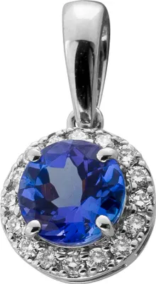 Produktbild von Tansanit Anhänger Platin 950 blauer Edelstein 0.85ct Brillanten 0.15ct