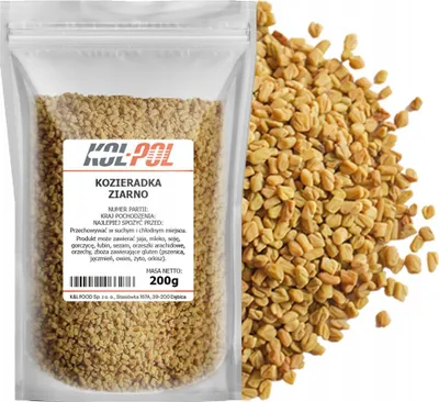 Zdjęcie produktu dla KOZIERADKA ZIARNO 200g Nasiona kozieradki naturalne wysoka jakość Kol-Pol