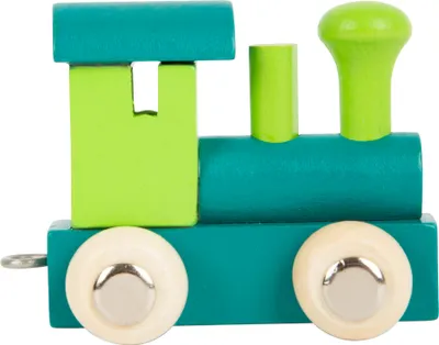 Image de Small Foot Design 10347 'Train de lettres multicolore' Locomotive en bois, vert/turquoise (1 pièce)