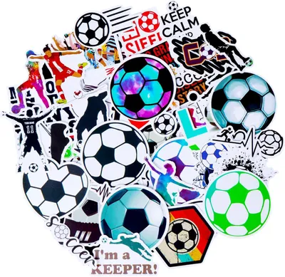 Produktbild von Wasserdichte Fußball-Sticker, Vinyl-Fußball-Sportsticker, Aufkleber für Wasserflaschen, ästhetische und trendige Sticker, Fußball-Geschenke für Laptop und Computer