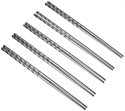 Essstäbchen aus Edelstahl, 10 Stück, silber, 23 cm