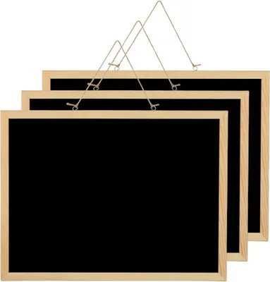 Produktbild von Vielseitige schwarze Kreidetafeln mit Holzrand für kreative Dekoration und Nutzung in Küche, Schule und Gastronomie - Set von 3