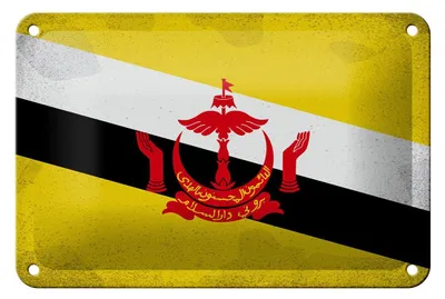 Produktbild von Blechschild Flagge Bruneis 18x12cm Flag of Brunei Vintage