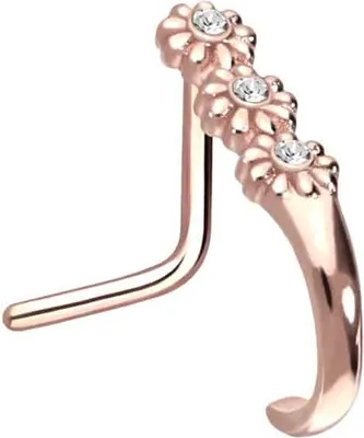 Produktbild von Nasenpiercing, Nasenstecker Chirurgenstahl Nasenstecker 3 KRISTALLBLUMEN