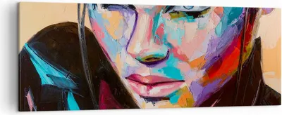 Produktbild von Bild auf Leinwand - Leinwandbild - Frau Emotionen Gesicht Mehrfarbig - 140x50cm - Wand Bild - Wanddeko - Leinwanddruck - Bilder - Kunstdruck - Leinwand bilder - Wandkunst - AB140x50-2930