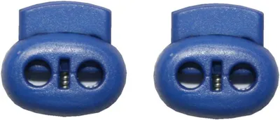 Produktbild von Kordelstopper oval mit 2 Löchern in Blau, 2 Stück