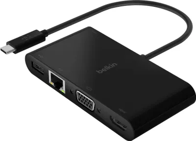 Produktbild von Belkin USB-C auf Gigabit-Ethern. HDMI/VGA/USB-A-Adapter, 100W PD